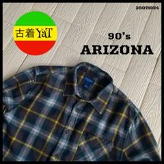90sARIZONAチェックネルシャツUS古着アメカジ好配色ヴィンテージ