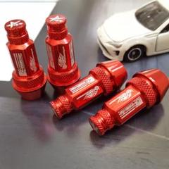 新品 RYANSTARRACING ナット型 レッド エア バルブキャップ 4個