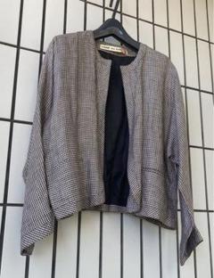 00'sトリココムデギャルソン ノーカラージャケット ブルゾン 千鳥格子 ウール 2025年最新】COMME des GARCONS レディース ノーカラー
