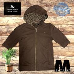 Burberry Black Label 半袖 ジップアップパーカー ブラウンM