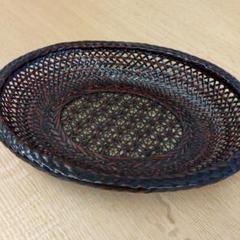 籃胎漆器 らんたい漆器 漆塗り 茶盆 カゴ テーブル 竹籠 ちゃぶ台 茶棚 Vintage Japanese Folk Art: 茶櫃／籃胎漆器