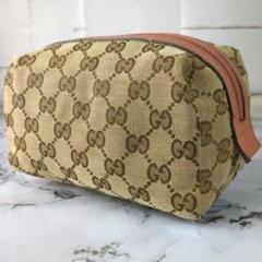 未使用級✨グッチ　ポーチ　バニティ　GG総柄 インディゴ生地　キャンバス黒レザー 最高デザイン】グッチ☆GG 総柄 キャンバス レザー バニティ
