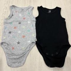 H&M　ボディスーツ　タンクトップ　グレー星柄　黒リブ　2枚セット　ロンパース