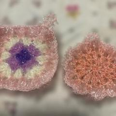 手編みスセミエコたわし【ひっかけループ付スセミたわしヤーン使用エコたわしセット】