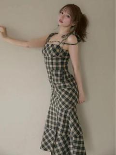 トップス andmary  Cecily check long dress andmary Cecily check long dress