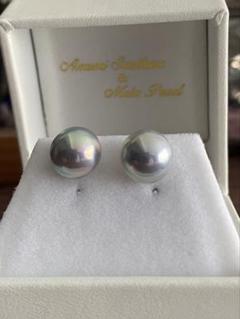 B477　奄美大島産　15ー15.5mm　マベパール　ブルー　SV ピアス　海水 B477奄美大島産15ー15.5mmマベパールブルーSV ピアス海水