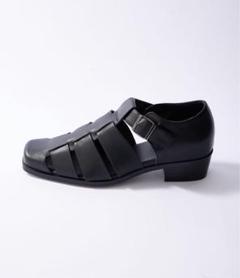 カルネ CALLNE グルカサンダル オールレザー スクエアトゥ 黒 42 本革 CALLNE】Real Leather Squaretoe Gluca Heelsandal / 本革