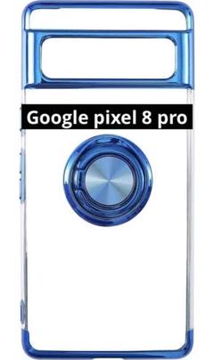 GooglePixel 8 Proケース リング一体型ケース クリア ブルー