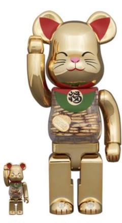 BE@RBRICK 招き猫 小判 開運 金メッキ 100％ & 400％のサムネイル