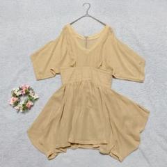 【スライ】オープンショルダー チュニック丈 フレア アシメ バックジップ