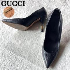 最新 ハイヒール 美品】グッチ レザー バンブーヒール シマ GG 靴