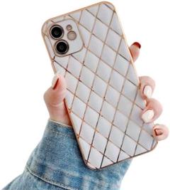 iPhone12ケース白 可愛い チェック柄 スマホケース