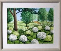 透明水彩画　原画　「アナベルの丘02」額縁付　６Fサイズ　風景画 m32592293184_1.jpg?1719968516