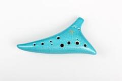 オカリナ 楽器 シングル 12穴 アルトC Ocarina 管吹奏 裂紋釉 緑