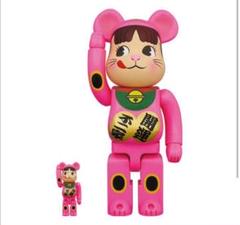 BE@RBRICK 招き猫 ペコちゃん 蛍光ピンク 100% & 400%