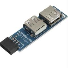 U S B 2.0 9Pin HUB メスから2つのU S Bポートカード変換
