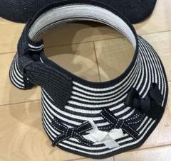 新品　キッズ　ストラップ　リボン　サンバイザー　丸める　黒