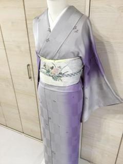 美品 紋紗 アトリエ聖jin苑 児島廣和 落款 夏着物 仕付糸付 小紋 5789 tomihisa 美品 アトリエ聖jin苑 児島廣和 落款 紋紗 麻の葉“今日