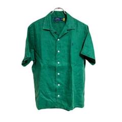 美品 現行品 POLO RALPH LAUREN Mリネン半袖シャツ グリーン