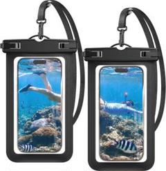新品 スマホ防水ケース 海 水中操作可能 指紋認証 2個セット ブラック