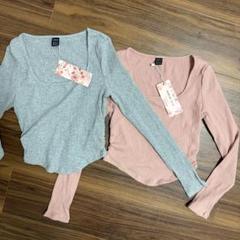 リブ素材 長袖Tシャツ 2色セット