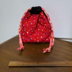 カネコアヤノ　グッズ　ハンドメイド 巾着袋 アイボリー 赤 ドット柄 カネコアヤノ グッズ ハンドメイド 巾着袋 アイボリー 赤 ドット柄