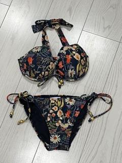 値下げ！サンアイリゾート　リバティ？　花柄ネイビー　セパレート水着
