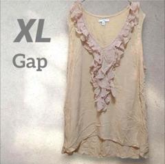 Gap レディースノースリーブチュニック XL　　ベージュ　フリル　Vネック