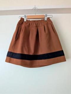 ブラウン フレアスカート 黒レース付き