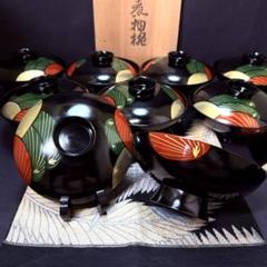 値下げしました　輪島塗　漆器　椀　5客　蒔絵　絵変わり　満月　夜景　三日月　月 値下げしました輪島塗漆器椀5客蒔絵絵変わり満月夜景三日月月