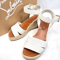 美品箱付 Christian Louboutin ウェッジオープントゥ サンダル