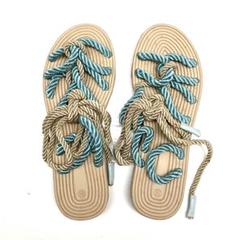 No6142 ロープサンダル ブルー ペタンコ トレンド 新品 23.5 24