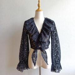 総レースカーディガン 花 フリル