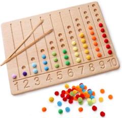 数字認識おもちゃ 木製パズル ボールマッチング 箸トレーニング 木のおもちゃ