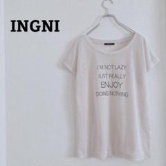 イング　カットソー　シアー　プリント　半袖　フレンチスリーブ　ストレッチ　薄手