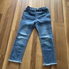 120サイズ デニム フリンジ裾パンツ
