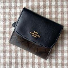 極美品 COACH コーチ 三つ折り財布 レザー コンパクトウォレット 黒 コーチ 財布 COACH 三つ折り 財布 レディース レザー ブラック黒