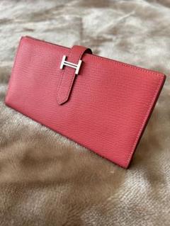 美品エルメスHERMÈSベアンスフレロングウォレット二つ折り長財布フランス製本革