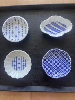 【未使用】東屋　茶碗大3枚、小2枚　あづまや　印判　カガミ　天草陶磁器 印判花茶碗 セット カガミ 東屋（あづまや） - 金塚晴子・和菓子