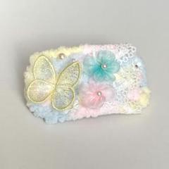 パステルカラー蝶花バレッタ