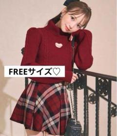 ミシェルマカロン　フレアチェックスカート レッド FREE タグ付き フレアチェックスカート レッド | ファッション通販＆メディア