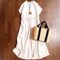 美品✨アーバンリサーチドアーズ DOORS リネンVネックワンピース ベージュ