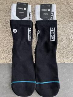 STANCE ブラック/ホワイト ソックス L