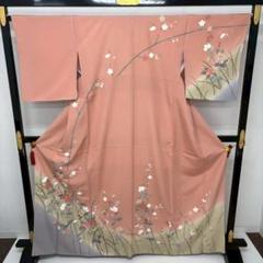 友禅 裄66 上品な花柄 ぼかし 一つ紋 付下げ 訪問着 正絹 T-5638 友禅 金箔 花柄 裄66 付下げ 訪問着 着物 正絹 紋なし RK-5580