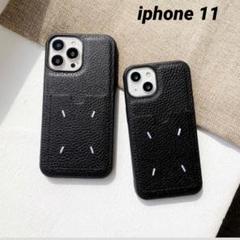 人気！iphone11 レザーケース ポケット付 ブラック
