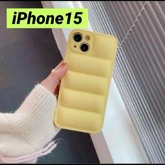 iPhone15 　スマホケース　パフデザインケース イエロー　黄色　韓国①