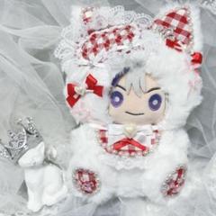 16cm ぬいぐるみ ぬい服 おすわり ハンドメイド ねこ ホワイト