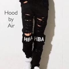 【希少】hood by air/ストレッチ/ロゴ/ダメージ/デニム/パンツ/34