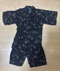黒色花柄甚平 110cm 4-5才