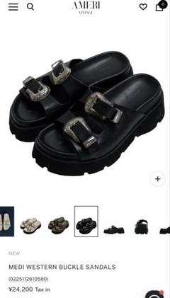 週末限定お値下げ　未使用に近いAMERI MEDI BUCKLE SANDALS Ameri VINTAGE - MEDI WESTERN BUCKLE SANDALSの通販 by numm.o
